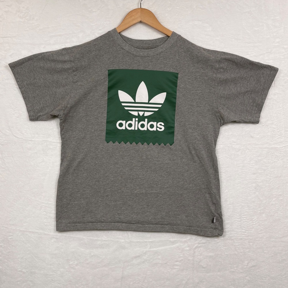 Adidas Skateboarding Trefoil Graphic T-Shirt Mens Large Grey Green Logo Tee